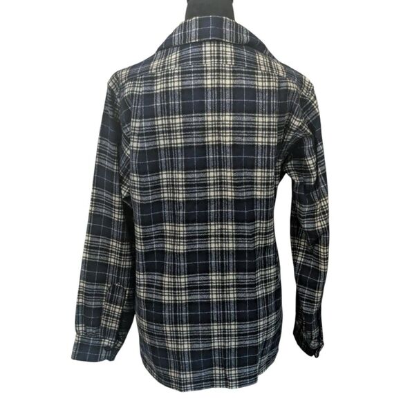 Vintage Pendleton Wool Flannel Shirt Small Navy Blue Plaid Grunge Heritage - Picture 6 of 6